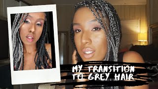 How I Am Transitioning from Black to Grey Hair  My Natural Grey Hair Journey  Gray Hair [upl. by Adnarrim103]