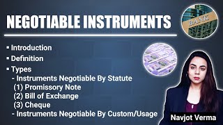 Negotiable Instruments  Types  Promissory Note  Bill of Exchange  Cheque [upl. by Yardley]