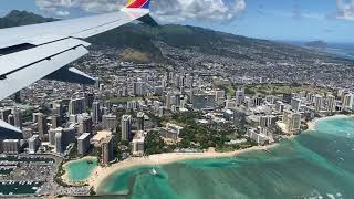 Flyover of Honolulu and landing At Honolulu Hawaii International Airport [upl. by Mirabelle]