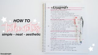 how i take notes simple neat and aesthetic  studybright [upl. by Amein89]