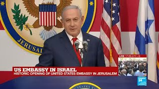 US embassy in Jerusalem Watch Israels PM Benjamin Netanyahus address [upl. by Negiam]