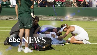 US tennis star collapses midmatch at Wimbledon [upl. by Pickard]