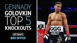 Gennady Golovkin Top 5 biggest knockouts Canelo v GGG 2 [upl. by Ahseikan]