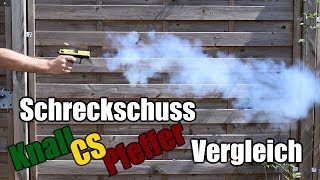 Experiment Schreckschuss 9mm PAK Vergleichstest inkl CS [upl. by Elockcin]