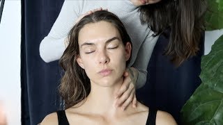 ASMR relaxing hair brushing and massage  whisper [upl. by Gunzburg]