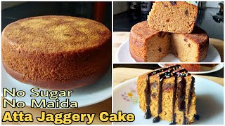 Dates Atta Jaggery Cake  Eggless Cake Without Oven Maida Sugar Butter Curd Condensed Milk [upl. by Sutit]