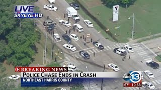 RAW VIDEO Crazy Houston Police Chase  Cops Shoot Wrong Way Driver [upl. by Merc]