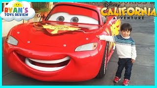 GIANT LIGHTNING MCQUEEN and Amusement Rides for Kids at Disneyland [upl. by Kcireddor512]