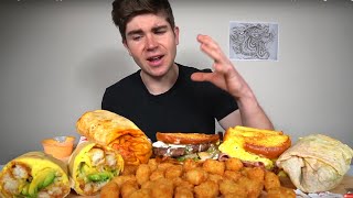 Eating KOREAN EGG SANDWICHES amp Breakfast BURRITOS Mukbang  loaded Tots [upl. by Godfrey]