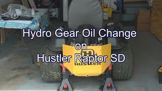 Hydro Gear Oil Change on Hustler Raptor SD [upl. by Illene332]