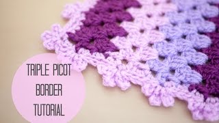 CROCHET Triple picot border tutorial  Bella Coco [upl. by Moseley320]