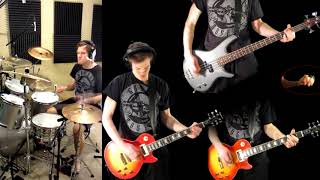 Double Talkin Jive  Guns N Roses Guitar Solo Bass Drum Cover [upl. by Nevag]