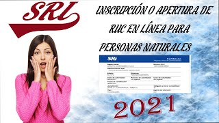 INSCRIPCIÓN O APERTURA DE RUC EN LÍNEA SRI ECUADOR 2021 [upl. by Eisele]