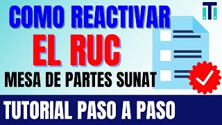 Como REACTIVAR EL RUC dado de baja en SUNAT  Persona Natural con Negocio [upl. by Ruscio]