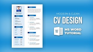 Resume Design in MS Word  Microsoft Word CV Design Tutorial [upl. by Einiffit]