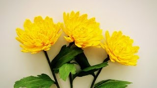 How To Make Chrysanthemum Flower From Crepe Paper  Craft Tutorial [upl. by Igal]