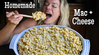 Extra Cheesy Homemade Mac and Cheese Mukbang [upl. by Oemac550]