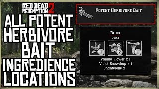 ALL POTENT HERBIVORE BAIT INGREDIENTS LOCATIONS  RED DEAD REDEMPTION 2 [upl. by Minsat]