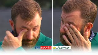 Emotional Dustin Johnson interviewed after Masters victory 🏆 [upl. by Arlen]