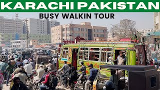 Karachi Pakistan Walking EXTREME BUSY Streets [upl. by Aicilf]