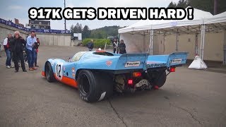 Porsche 917K racing at high speeds brutal flat12 sound [upl. by Eelyrehc696]