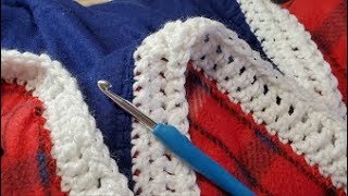 How To Crochet a Border on Fleece Throw  Beginner Friendly [upl. by Francesco130]