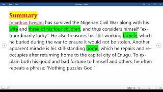 Class11 Civil Peace by Chinua Achebe Story NEB [upl. by Eilra]