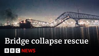 Baltimore bridge collapse triggers major rescue operation  BBC News [upl. by Jelene604]