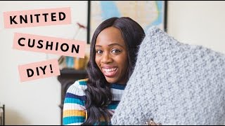 DIY Simple Knitted Cushion Cover Tutorial [upl. by Vowel]