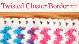 Twisted Cluster Crochet Border  SO easy and beautiful [upl. by Ehcadroj62]