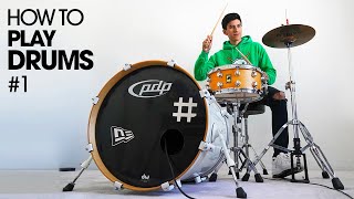 HOW TO PLAY DRUMS  Beginner Drum Lesson 1 [upl. by Merill515]