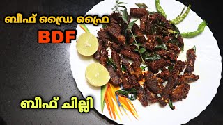 Beef Dry Fry  Kerala Style  BDF Recipe Malayalam  ബീഫ് ഡ്രൈ ഫ്രൈ  Beef Chilli  ബീഫ് ചില്ലി [upl. by Maxey]