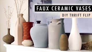 DIY FAUX CERAMIC VASES Testing Techniques Paints and Thrifted Vases Thrift Flip  XO MaCenna [upl. by Eyla]