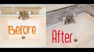 How To Install Backsplash Bathroom Tile Easy Simple [upl. by Ordnassela]