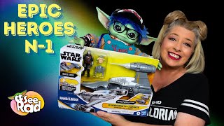 Hasbro Epic Heroes Mandalorian N1 Starfighter Set Unboxed [upl. by Cissy216]