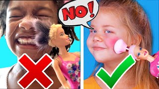 Naiah and Elli Try Never Too Old For Dolls DIY Doll Makeup Ideas with Mom Family Vlog [upl. by Columba]