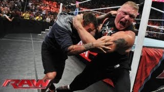 Brock Lesnar attacks CM Punk Raw July 15 2013 [upl. by Tena]