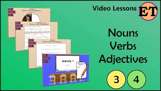 Nouns Verbs amp Adjectives  Video Lessons  EasyTeaching [upl. by Akenehs]