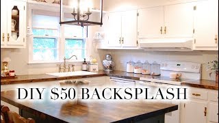 DIY 50 BACKSPLASH  Easy Paneled VGroove [upl. by Teresina]