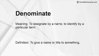 Denominate Meaning [upl. by Lonier]