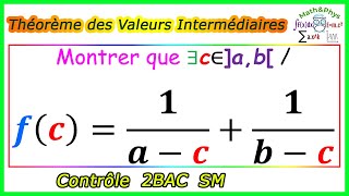 Théorème des Valeurs Intermédiaires  TVI  Limites et Continuité  2 bac SM Exercice 6 [upl. by Damas389]