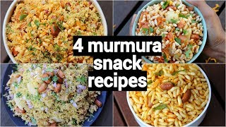 4 bhel snack recipes  murmura recipes  quick and easy snack recipes with murmura [upl. by Correy]