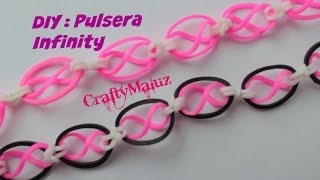 DIY  Pulsera Infinity de gomitas sin telar pulsera de gomitas o ligas  Rainbow Loom Bracelet [upl. by Mikal75]