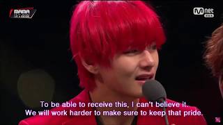 BTS MAMA 2018 Artist of the year Full speech eng subs [upl. by Ireva367]