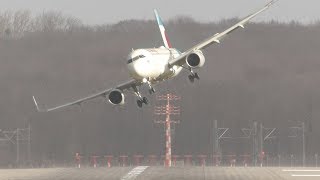 UNBELIEVABLE CROSSWIND LANDINGS during a STORM with 20 ABORTED LANDINGS  GO AROUND [upl. by Yrome]