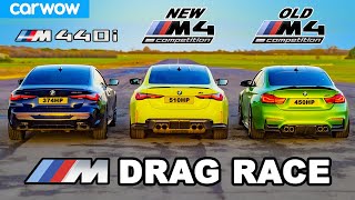 New BMW M4 v Old M4 v M440i  DRAG RACE [upl. by Euginomod]