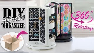 DIY ROTATING JEWELLERY ORGANIZER ADORABLE IDEA  Cute Organizer Tutorial [upl. by Vigen]