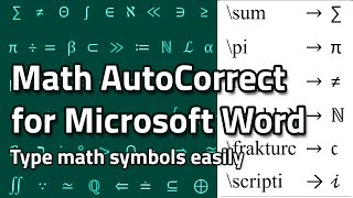 Easily type math symbol shortcuts in Microsoft Word [upl. by Hollander]