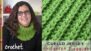 Cuello quotjerseyquot elástico imitación 2 agujas tejido a CROCHET  Tejiendo Perú [upl. by Ardnasirhc768]