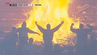 Crowd sets fire to stands at Belgrade derby match [upl. by Brodie]